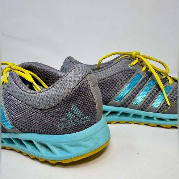 Adidas Falcon Elite 2 Gray and Aqua Sneakers with Yellow Accents - Picture 6 of 8